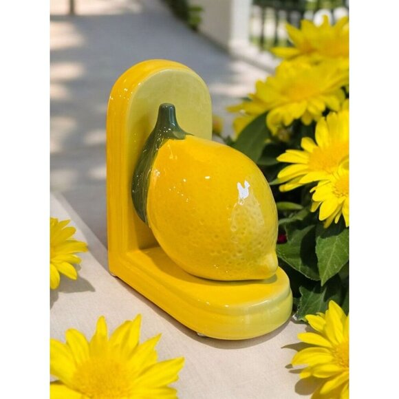 New Large Yellow Summer Lemon Summer Food Bookend Figure Room Decor - Picture 1 of 3
